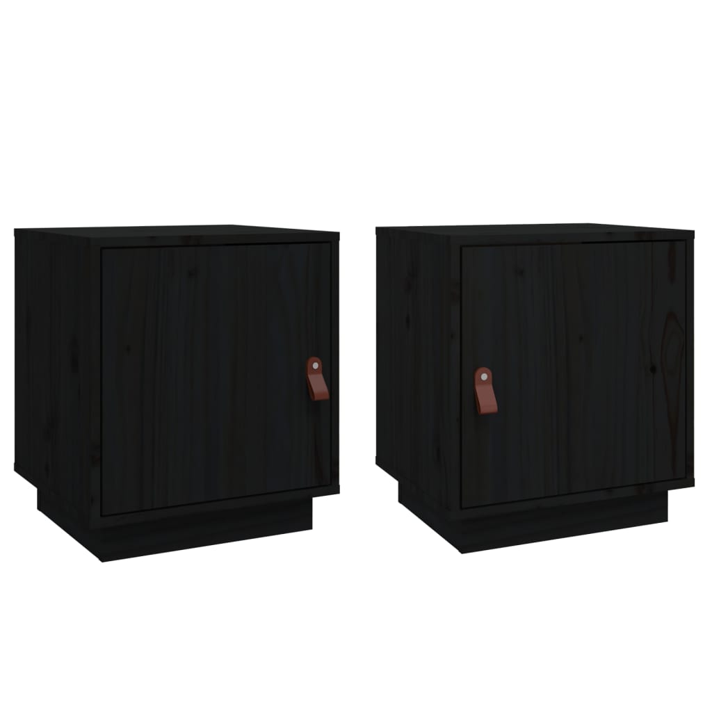 Noptiere, 2 buc., negru, 40x34x45 cm, lemn masiv de pin GartenMobel Dekor