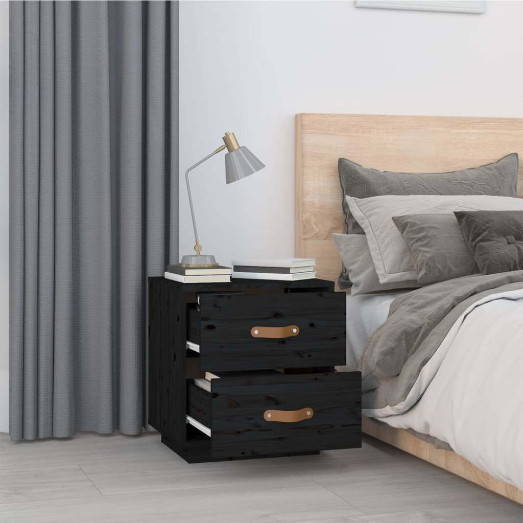Noptiere, 2 buc., negru, 40x34x45 cm, lemn masiv de pin GartenMobel Dekor