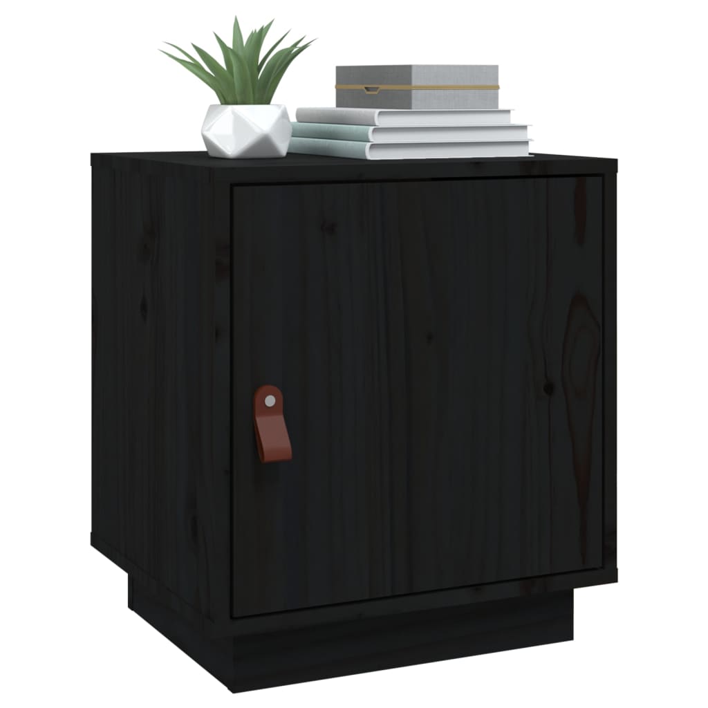 Noptiere, 2 buc., negru, 40x34x45 cm, lemn masiv de pin GartenMobel Dekor