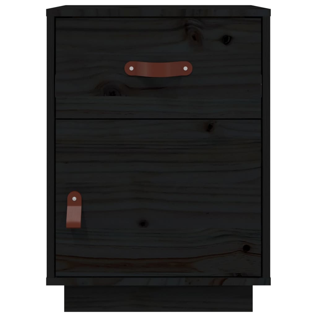 Noptiere, 2 buc., negru, 40x34x55 cm, lemn masiv de pin GartenMobel Dekor