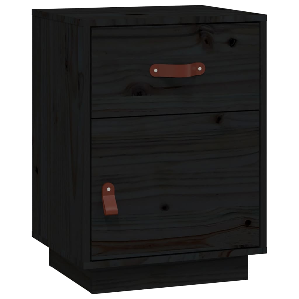 Noptiere, 2 buc., negru, 40x34x55 cm, lemn masiv de pin GartenMobel Dekor