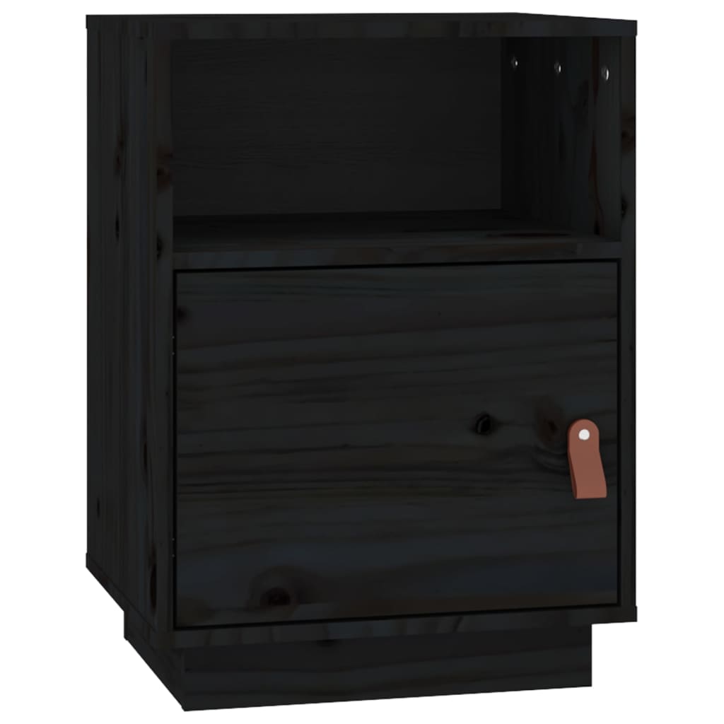 Noptiere, 2 buc., negru, 40x34x55 cm, lemn masiv de pin GartenMobel Dekor