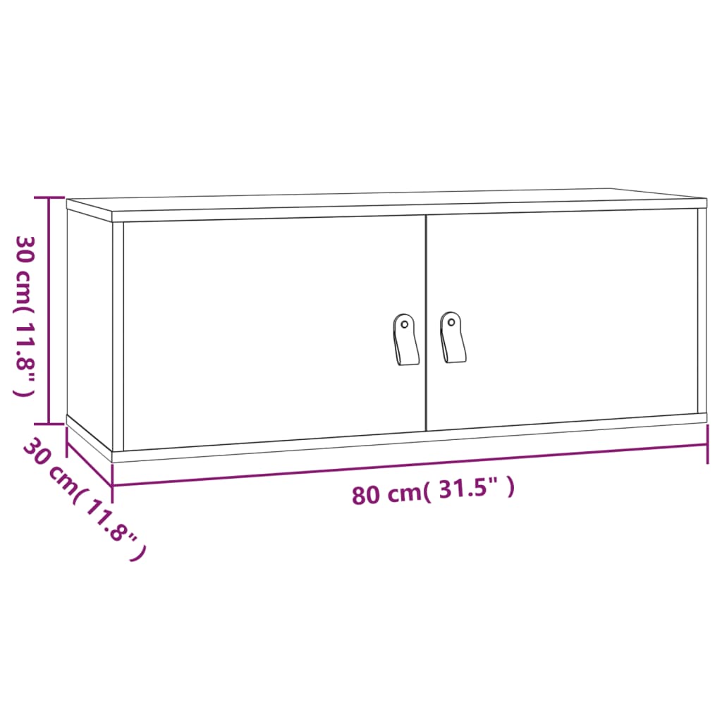 Dulap de perete, alb, 80x30x30 cm, lemn masiv de pin GartenMobel Dekor