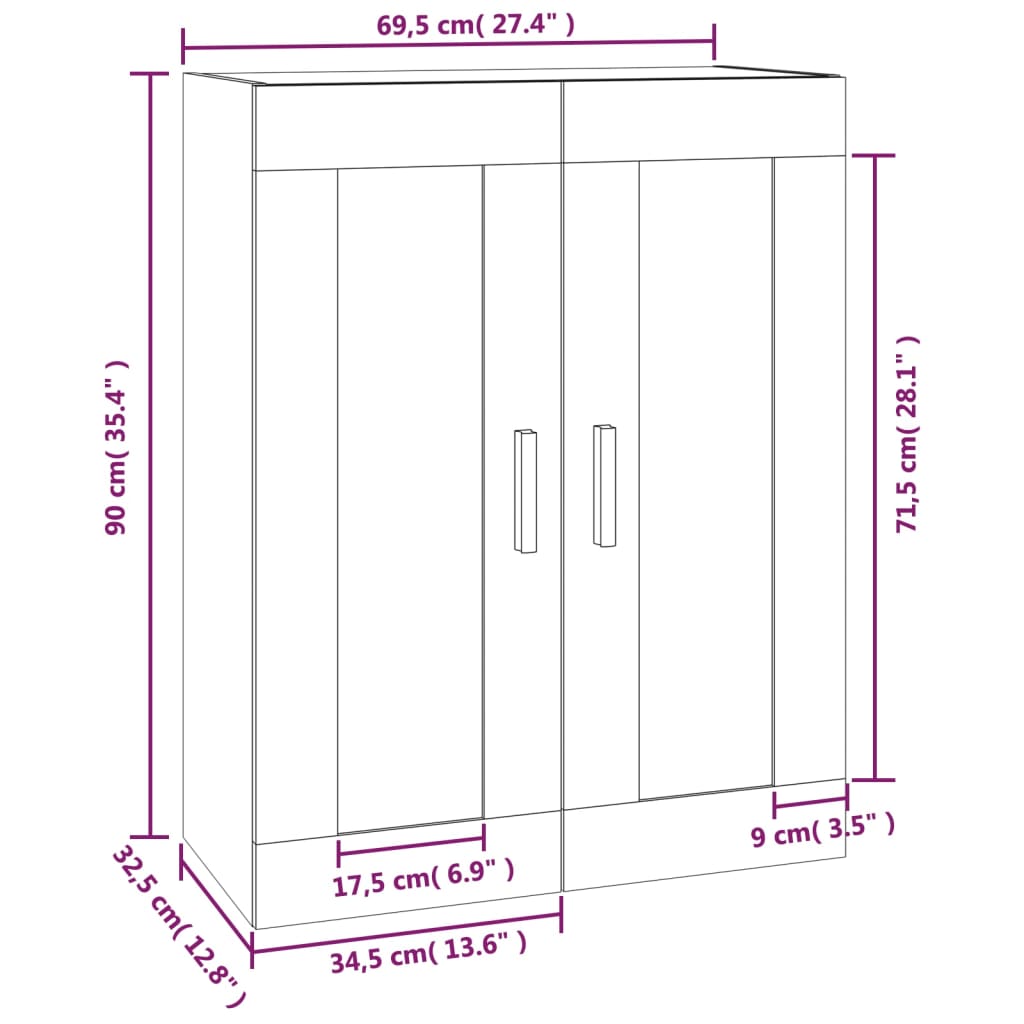 Dulap de perete, stejar maro, 69,5x32,5x90 cm, lemn prelucrat GartenMobel Dekor