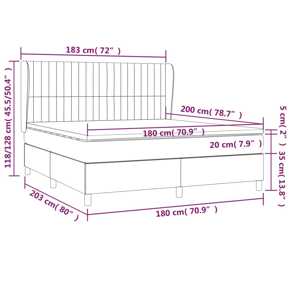 Pat box spring cu saltea, negru, 180x200 cm, catifea GartenMobel Dekor