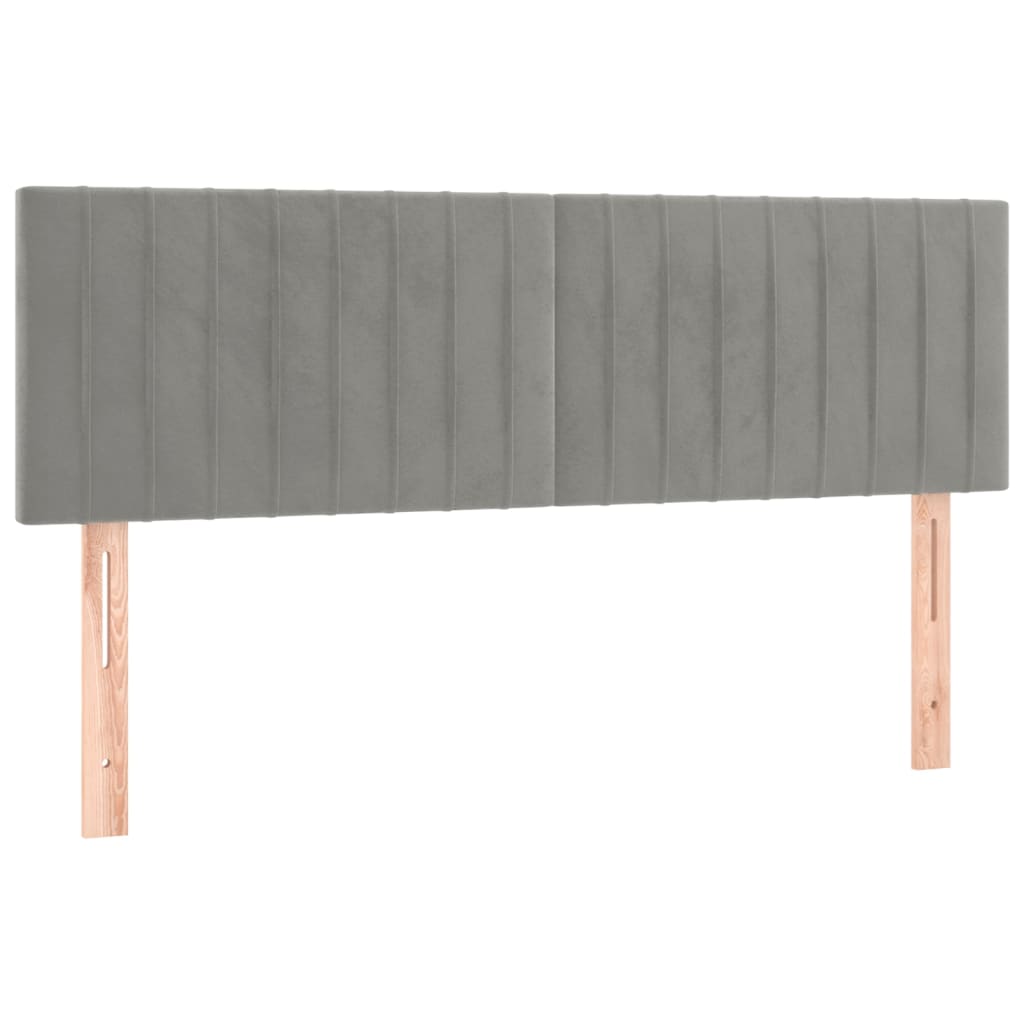Pat box spring cu saltea, gri deschis, 140x190 cm, catifea GartenMobel Dekor