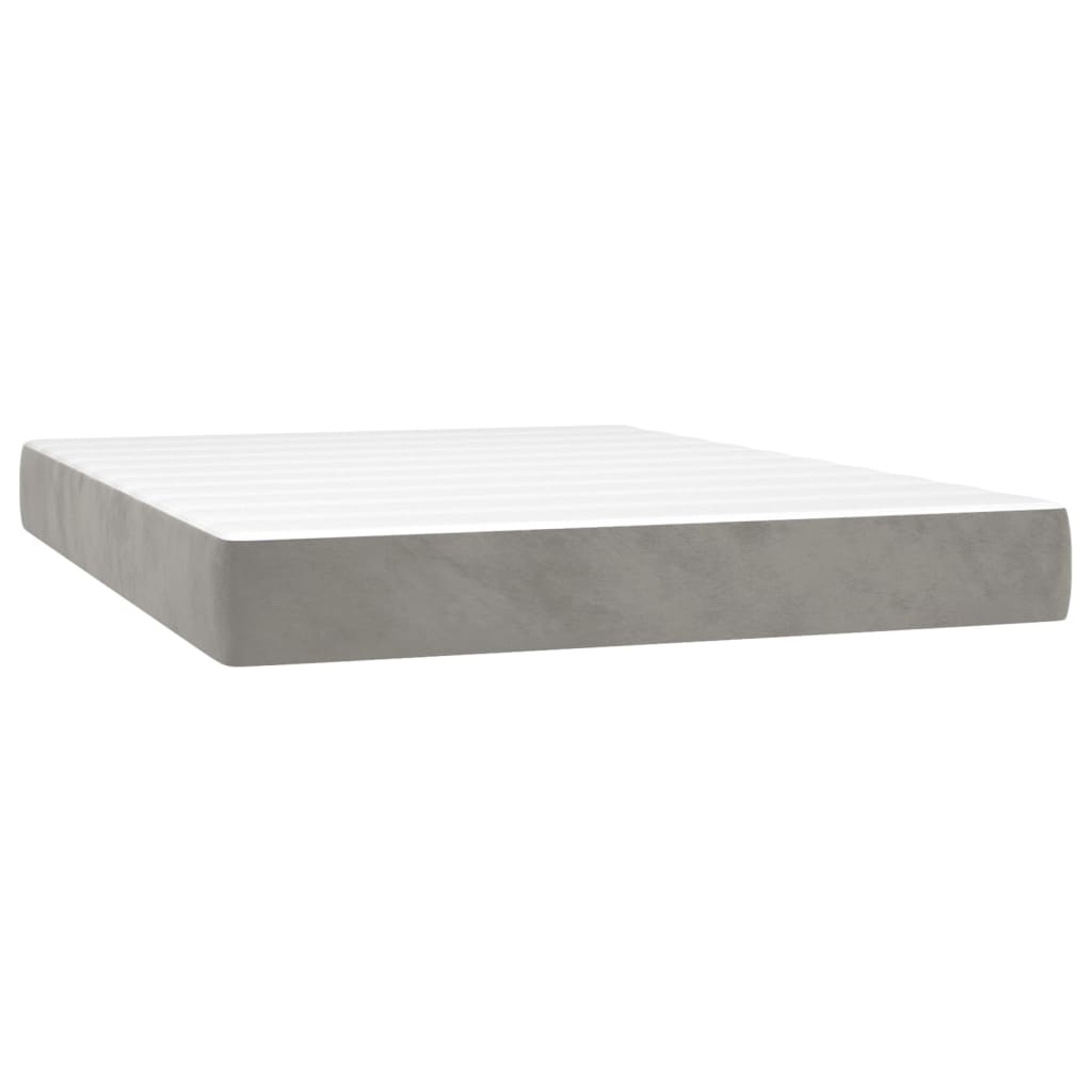 Pat box spring cu saltea, gri deschis, 140x200 cm, catifea GartenMobel Dekor
