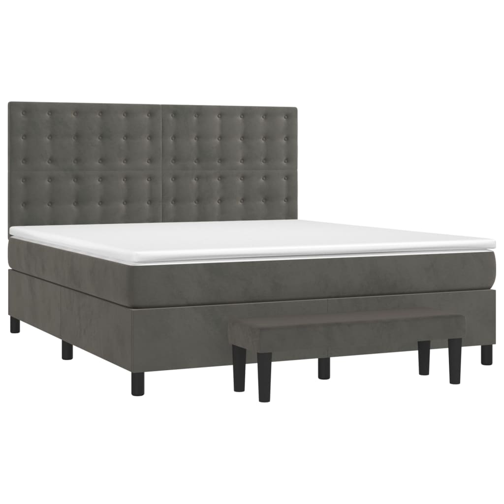 Pat box spring cu saltea, gri închis, 180x200 cm, catifea GartenMobel Dekor