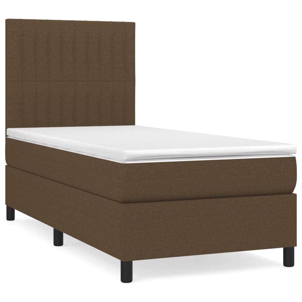 Pat box spring cu saltea, maro închis, 90x200 cm, textil GartenMobel Dekor