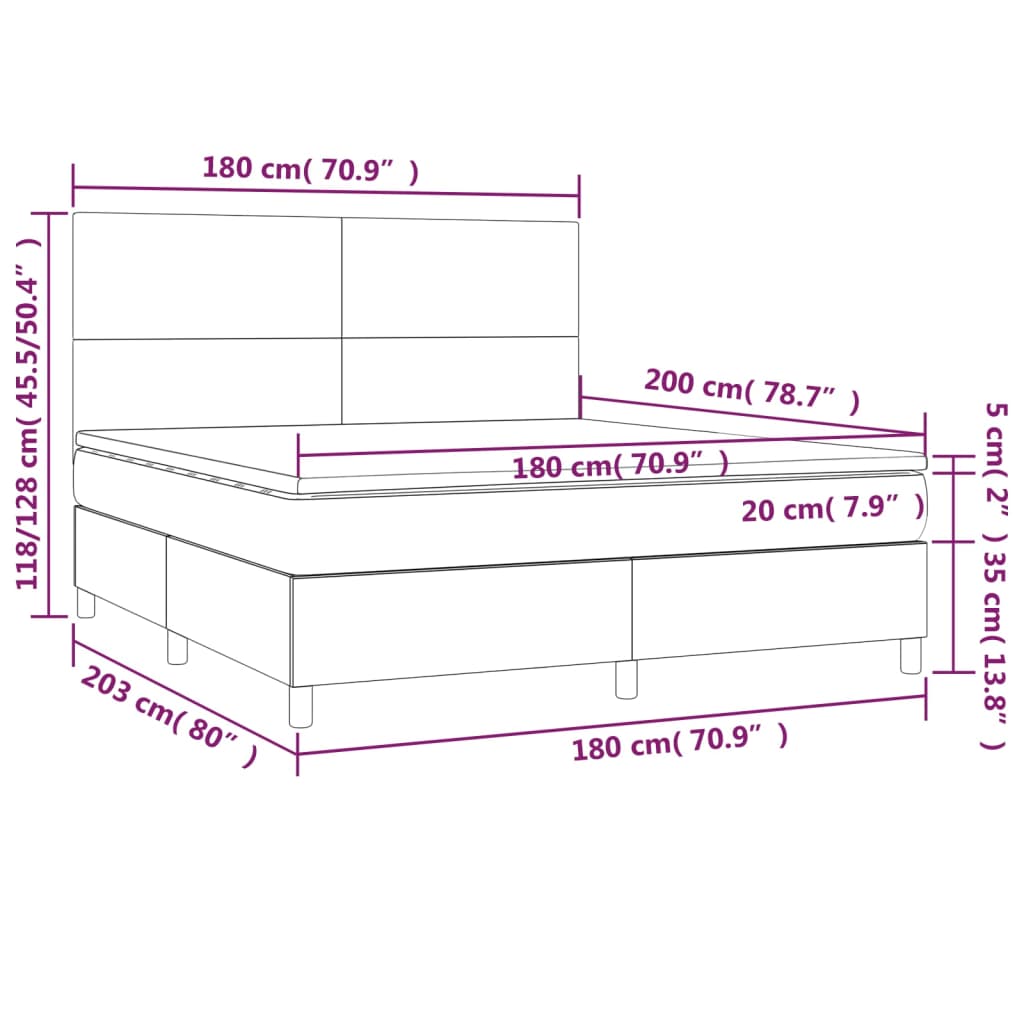 Pat box spring cu saltea, roz, 180x200 cm, catifea GartenMobel Dekor