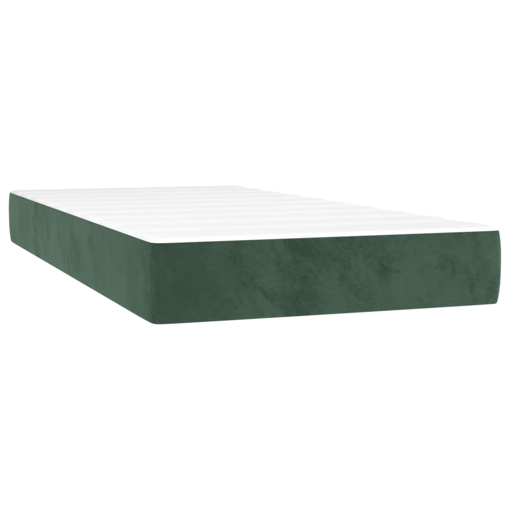 Pat box spring cu saltea, verde închis, 90x190 cm, catifea GartenMobel Dekor
