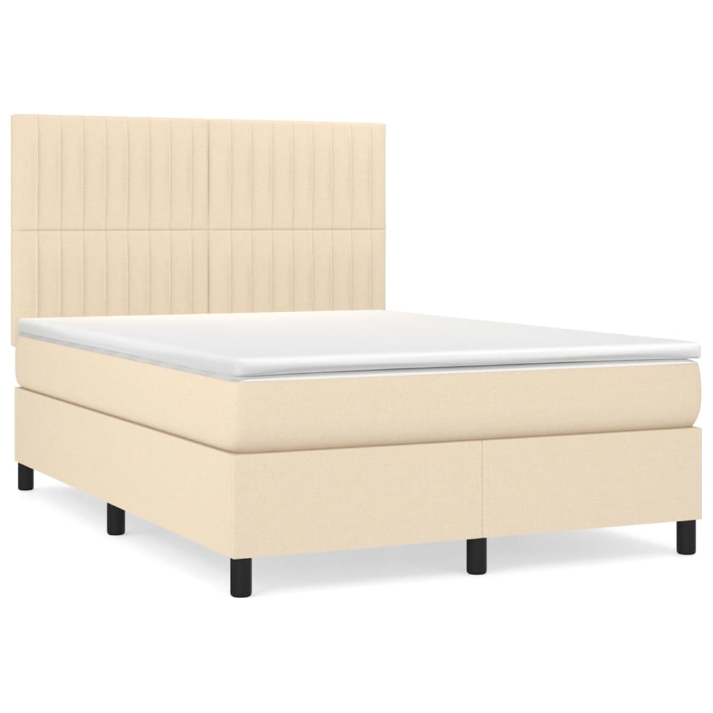 Pat continental cu saltea, crem, 140x200 cm, material textil GartenMobel Dekor