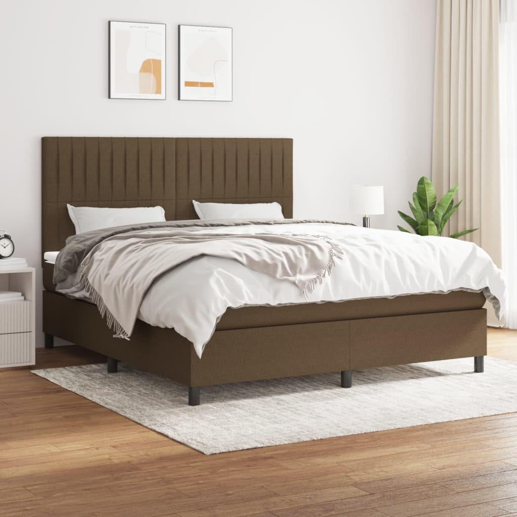 Pat continental cu saltea maro închis 180x200cm material textil GartenMobel Dekor