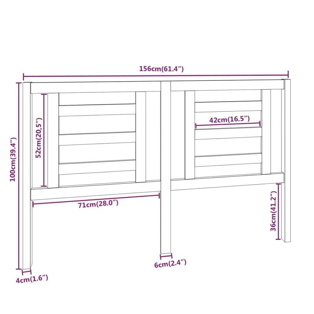 Tăblie de pat, alb, 156x4x100 cm, lemn masiv de pin GartenMobel Dekor