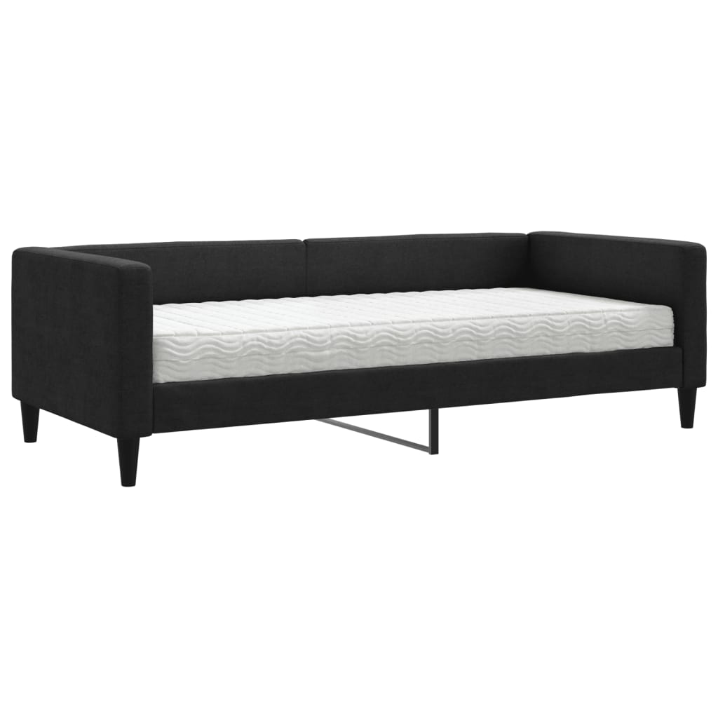 Pat de zi cu saltea, negru, 90x190 cm, textil GartenMobel Dekor