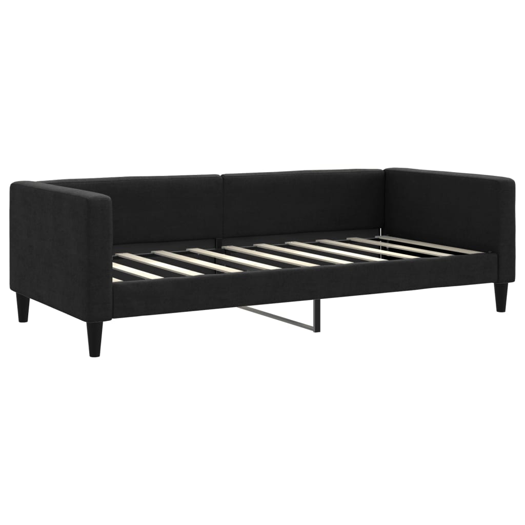 Pat de zi cu saltea, negru, 90x190 cm, textil GartenMobel Dekor