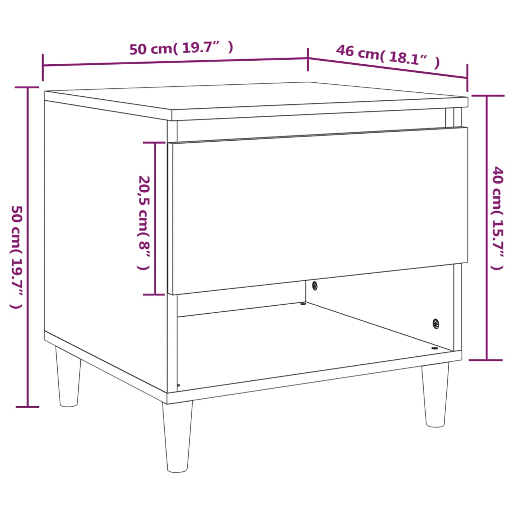 Noptiere, 2 buc., alb, 50x46x50 cm, lemn prelucrat GartenMobel Dekor