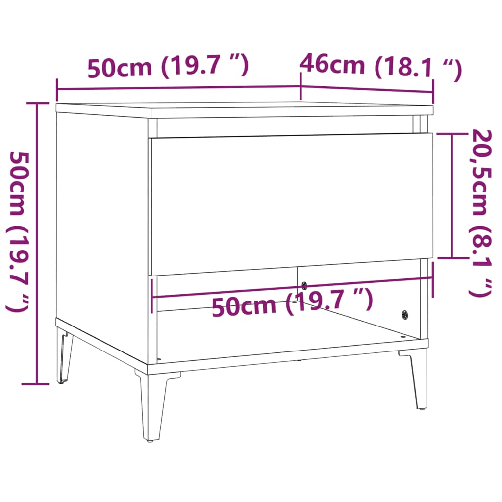 Mese laterale 2 buc. stejar maro 50x46x50 cm lemn compozit GartenMobel Dekor