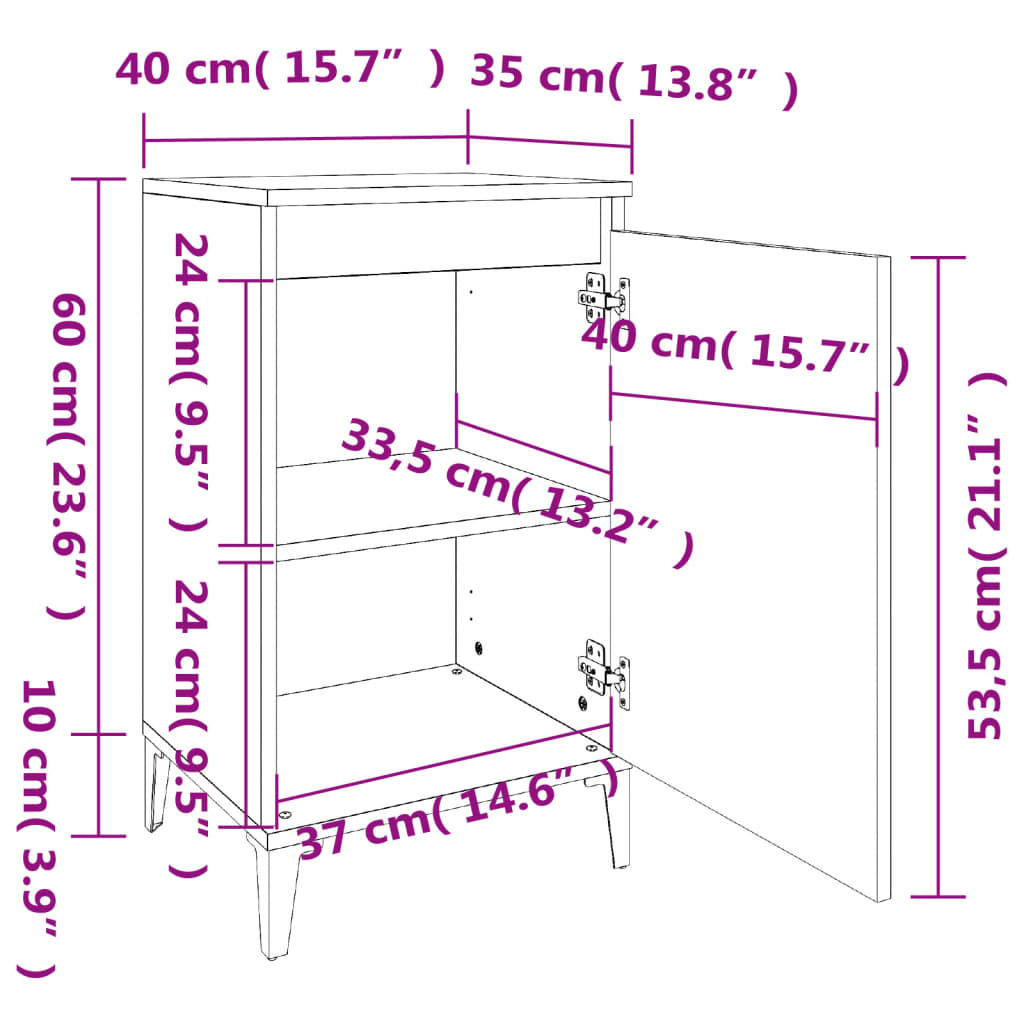 Noptieră, gri beton, 40x35x70 cm, lemn prelucrat GartenMobel Dekor