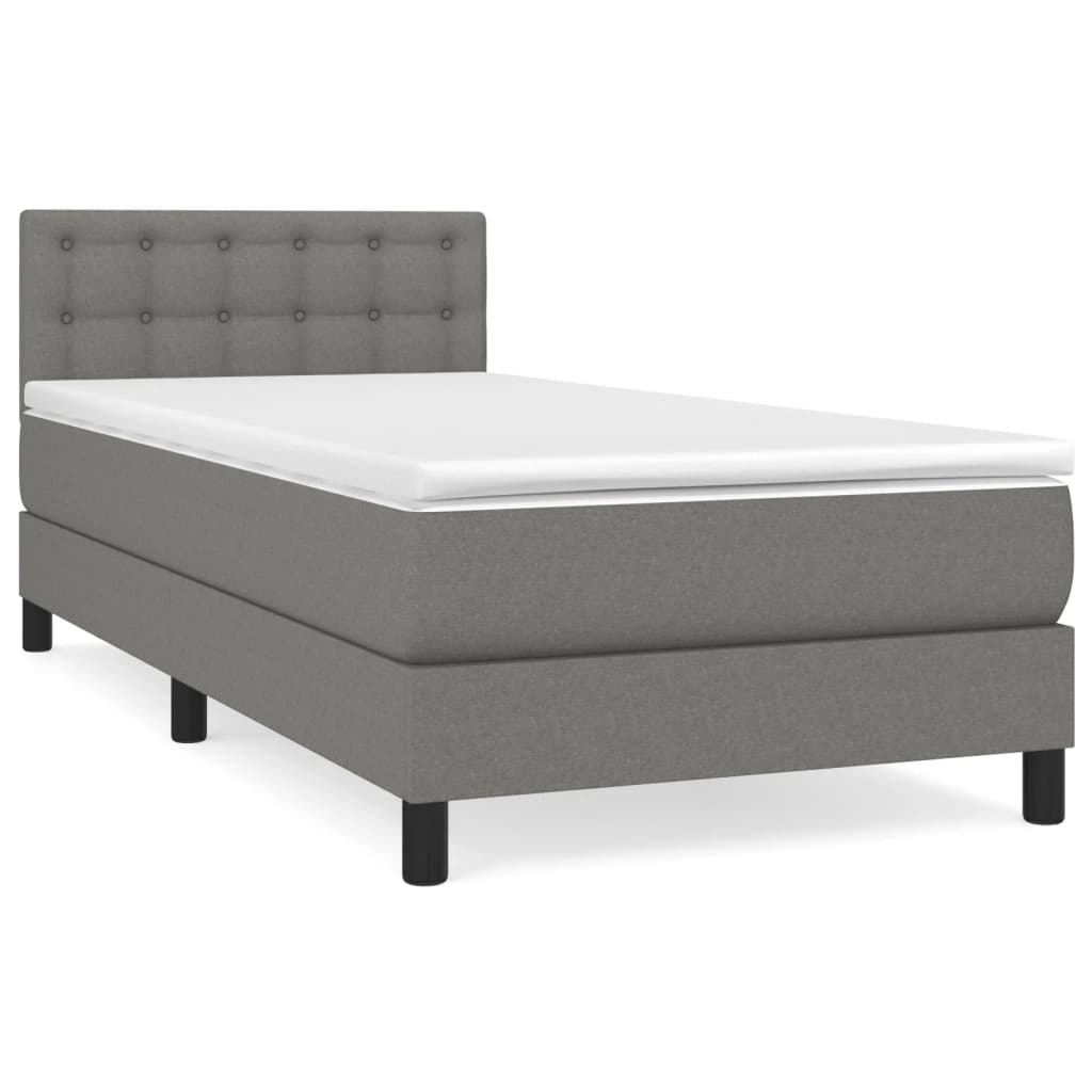 Pat box spring cu saltea, gri închis, 100x200 cm, textil GartenMobel Dekor