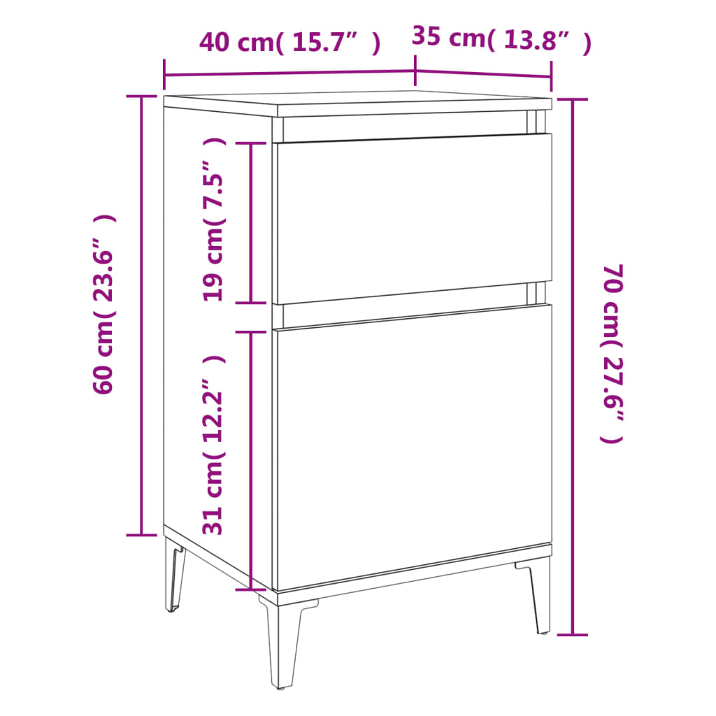 Noptiere, 2 buc., stejar sonoma, 40x35x70 cm, lemn prelucrat GartenMobel Dekor