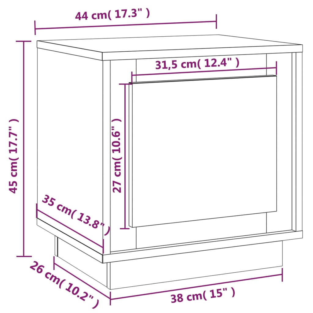 Noptiere, 2 buc, alb, 44x35x45 cm, lemn prelucrat GartenMobel Dekor