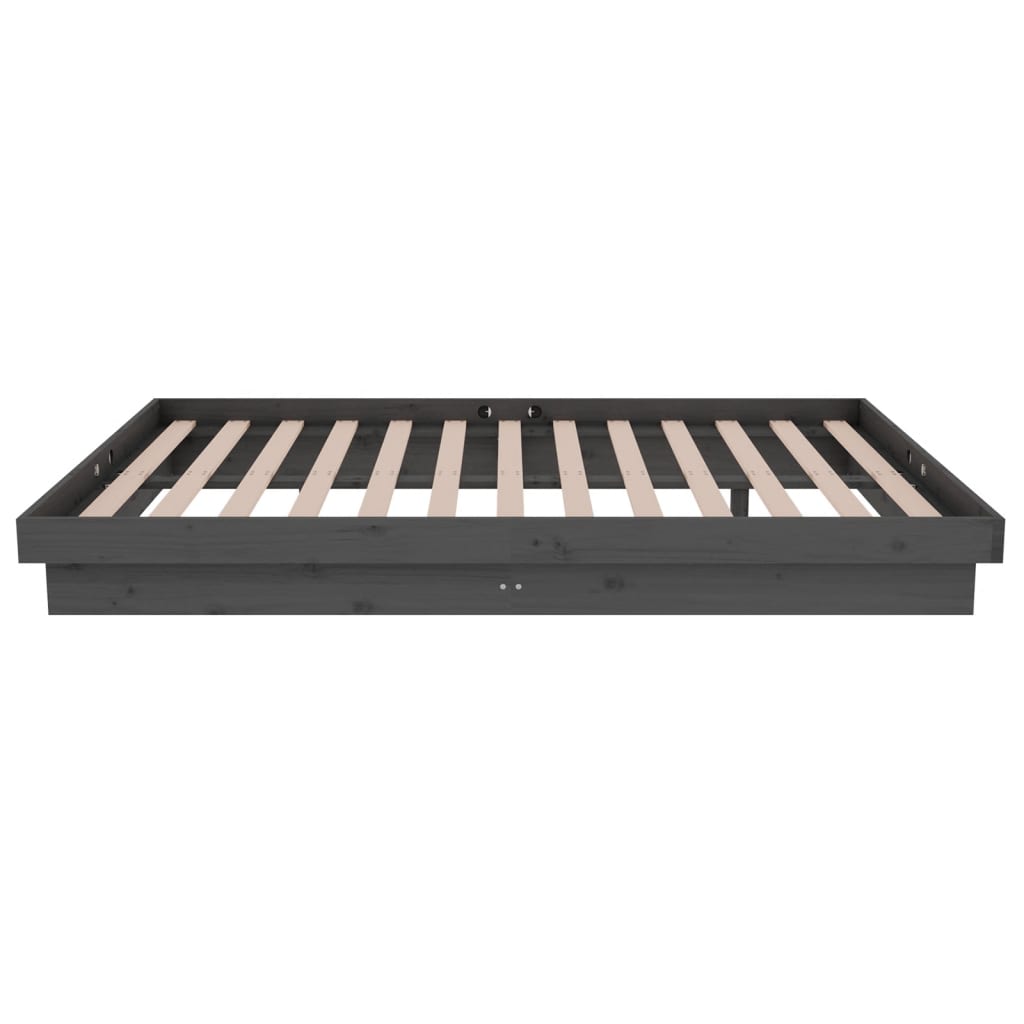 Cadru de pat mic dublu, gri, 120x190 cm, lemn masiv GartenMobel Dekor