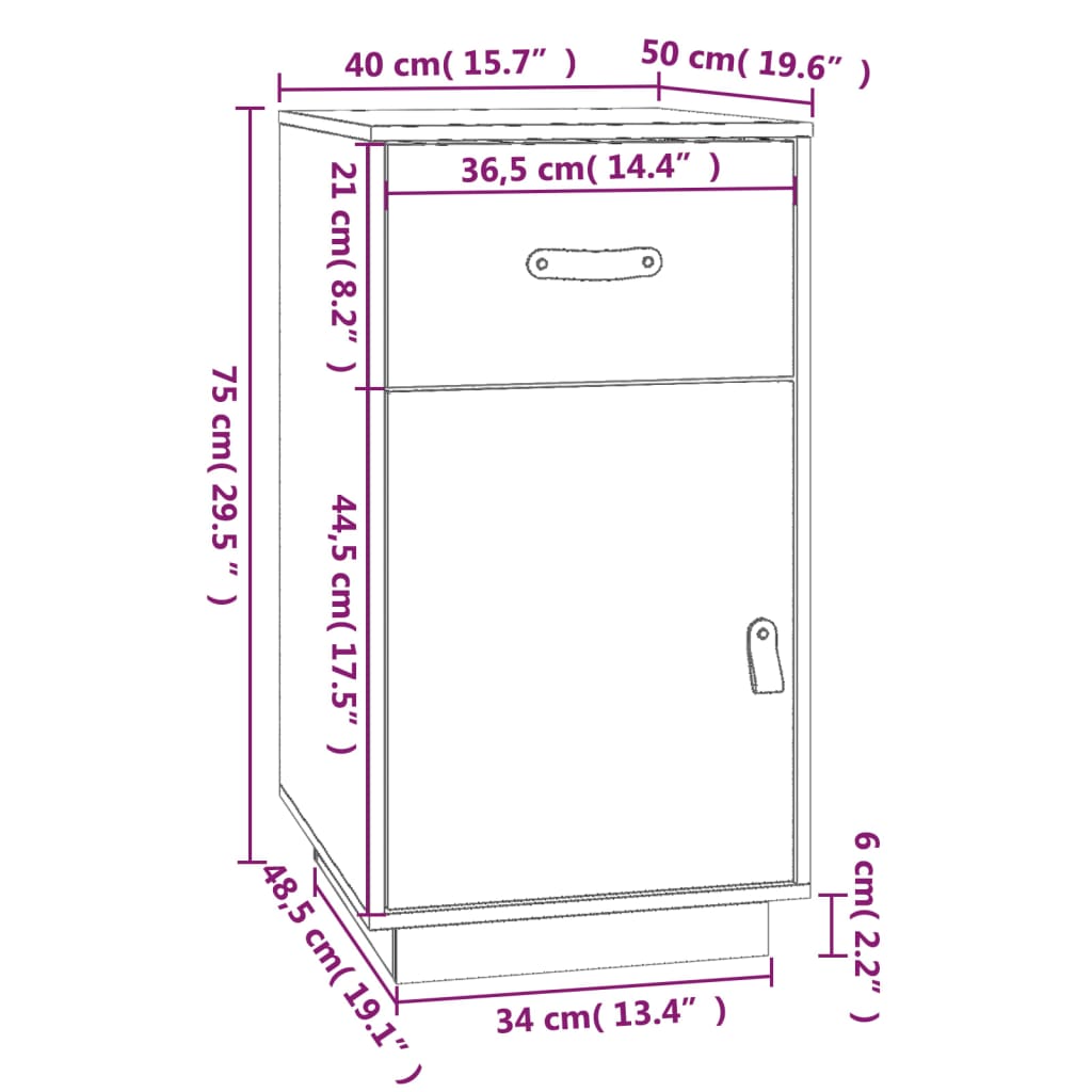 Birou, maro miere, 40x50x75 cm, lemn masiv de pin GartenMobel Dekor