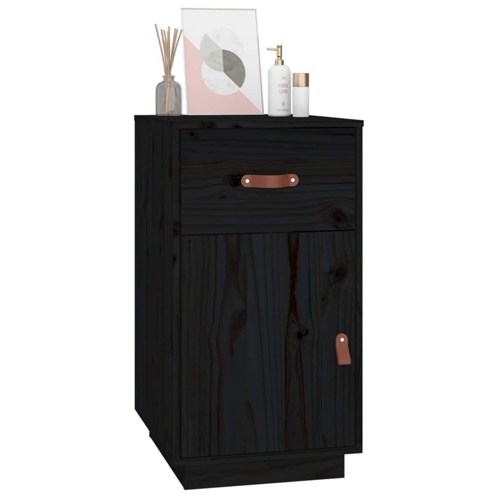 Dulap de birou, negru, 40x50x75 cm, lemn masiv de pin GartenMobel Dekor