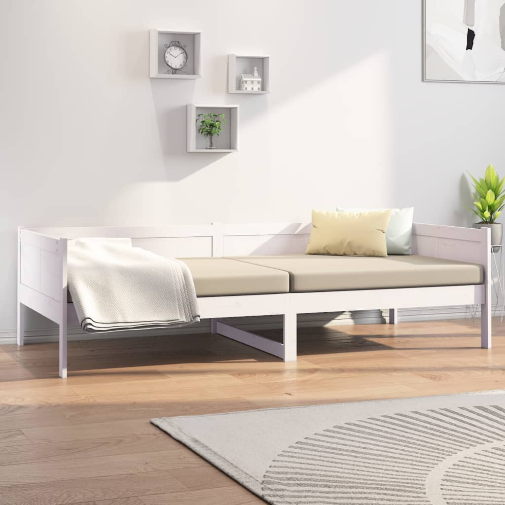 Pat de zi, alb, 90x190 cm, lemn masiv de pin GartenMobel Dekor