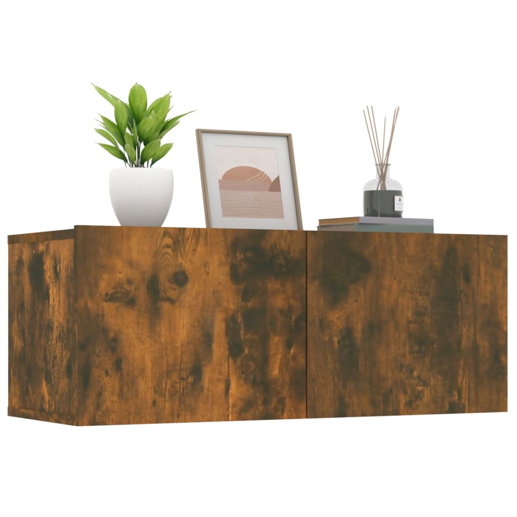 Comode TV, 2 buc., stejar fumuriu, 80x30x30 cm, lemn prelucrat GartenMobel Dekor
