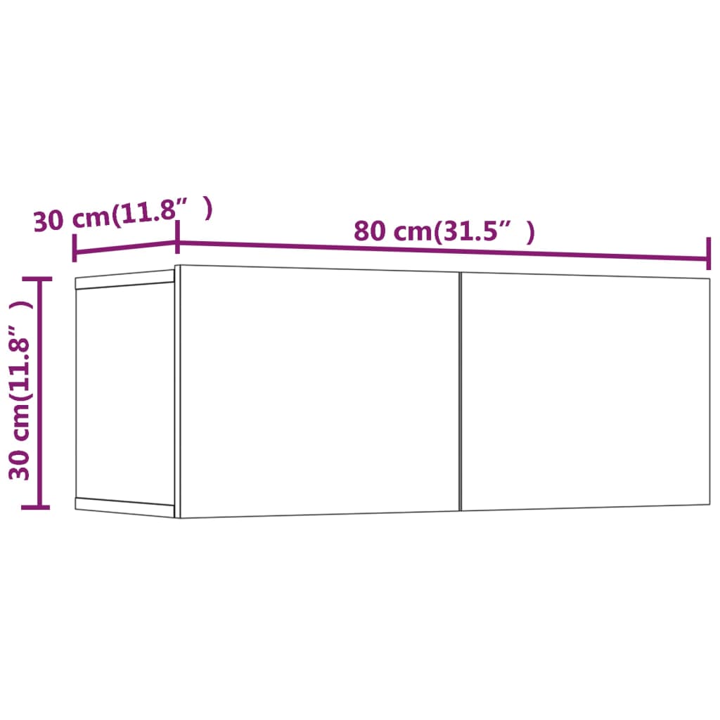 Comode TV, 2 buc., stejar fumuriu, 80x30x30 cm, lemn prelucrat GartenMobel Dekor