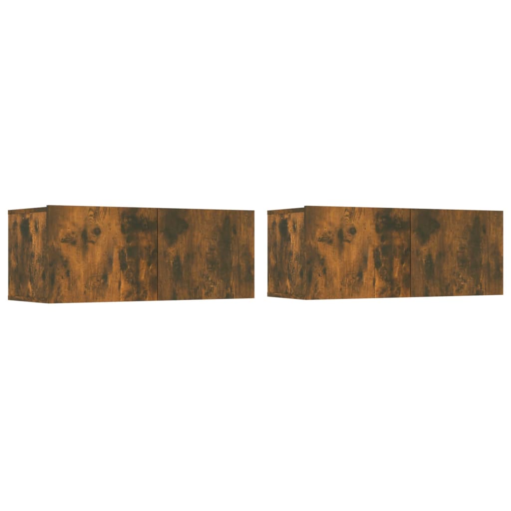 Comode TV, 2 buc., stejar fumuriu, 80x30x30 cm, lemn prelucrat GartenMobel Dekor