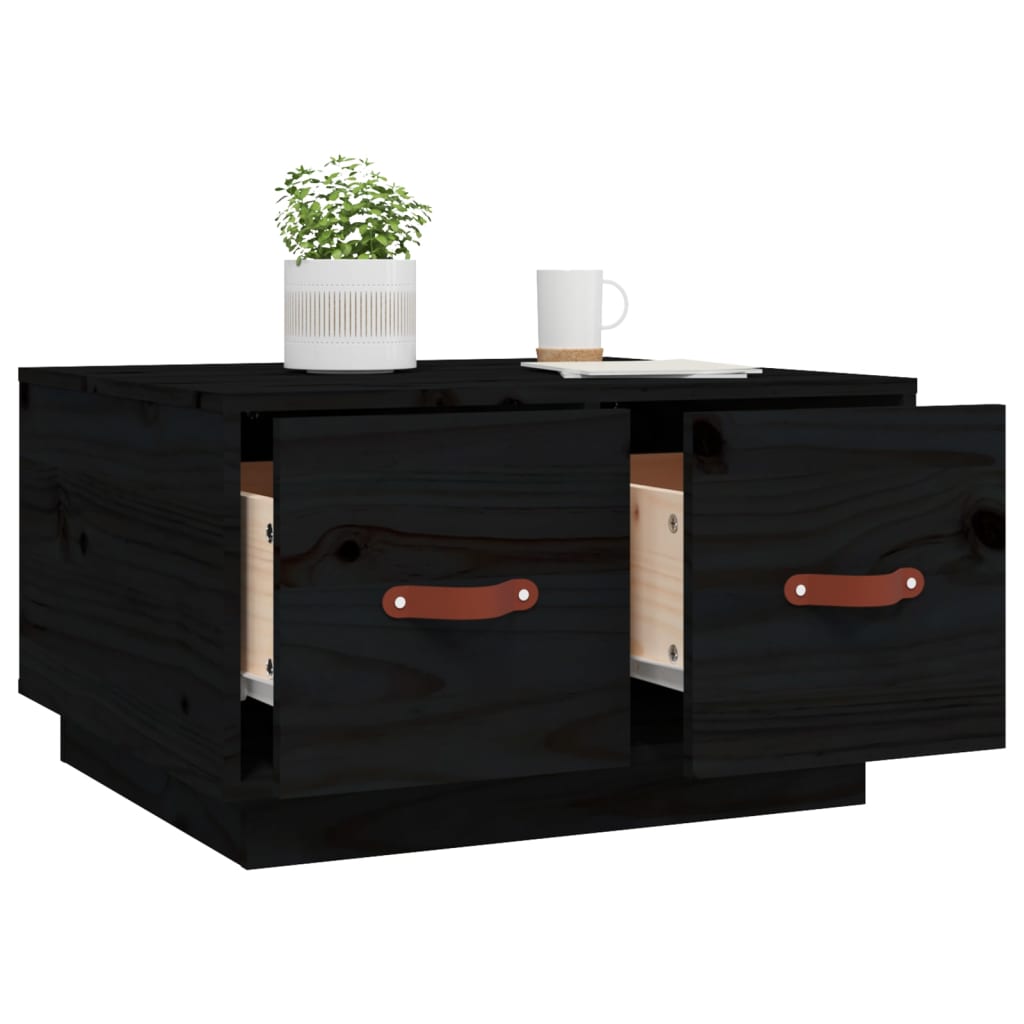Măsuță de cafea, negru, 60x53x35 cm, lemn masiv de pin GartenMobel Dekor