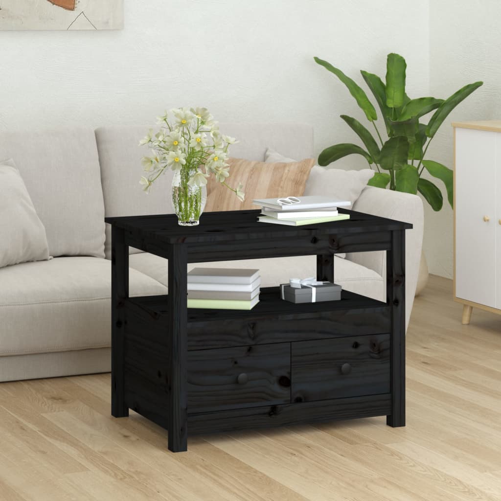 Măsuță de cafea, negru, 71x49x55 cm, lemn masiv de pin GartenMobel Dekor