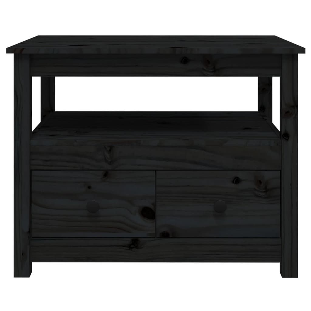 Măsuță de cafea, negru, 71x49x55 cm, lemn masiv de pin GartenMobel Dekor