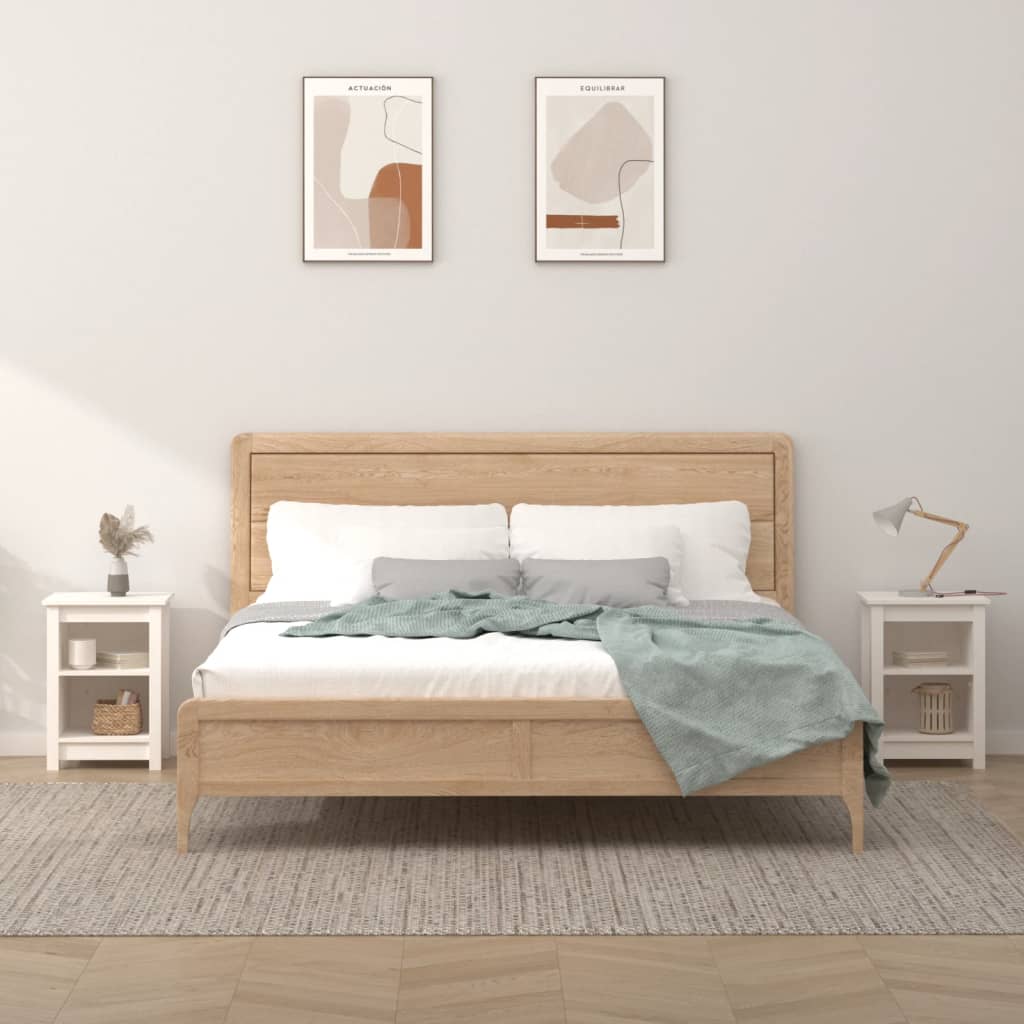 Noptiere, 2 buc., alb, 40x35x55 cm, lemn masiv de pin GartenMobel Dekor