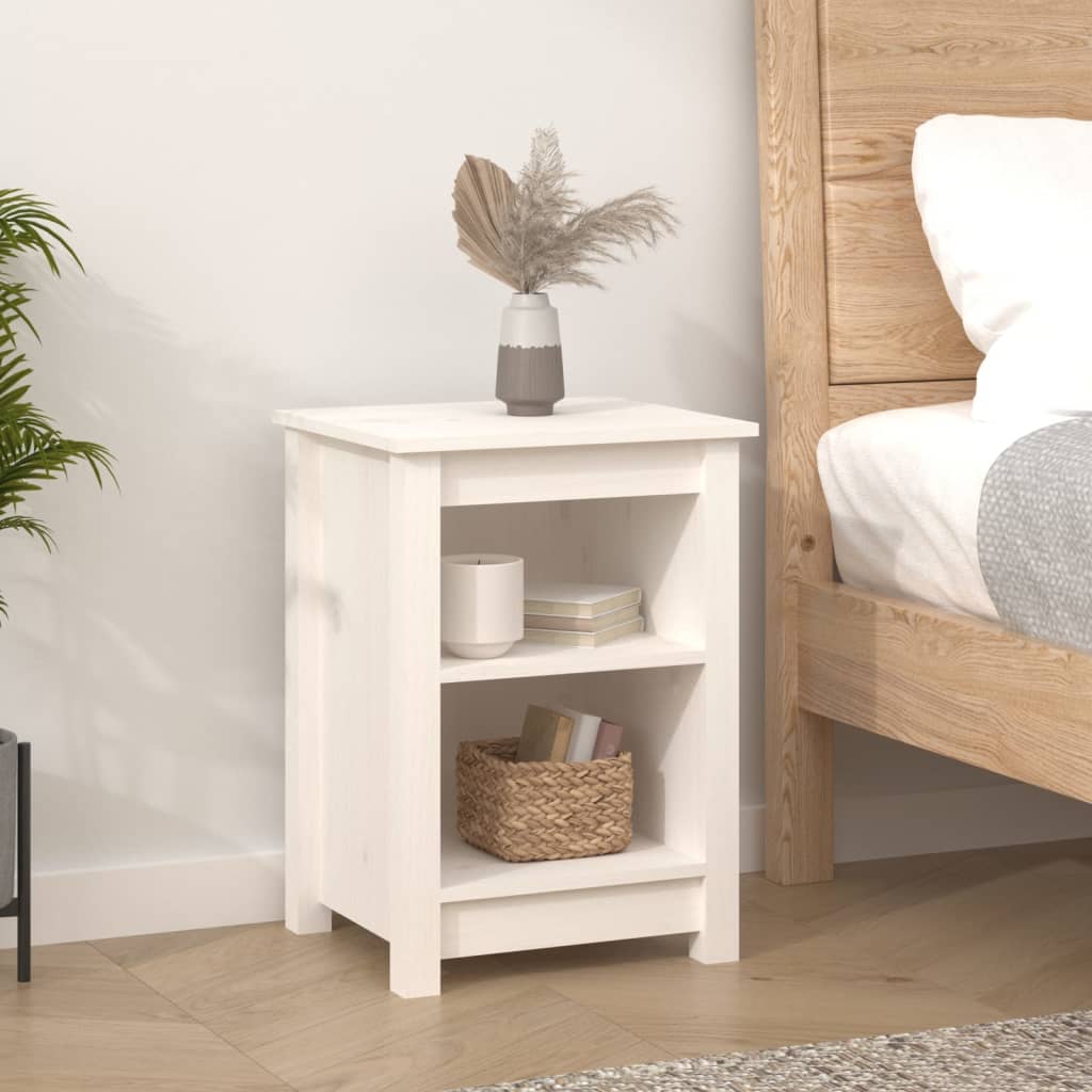 Noptiere, 2 buc., alb, 40x35x55 cm, lemn masiv de pin GartenMobel Dekor