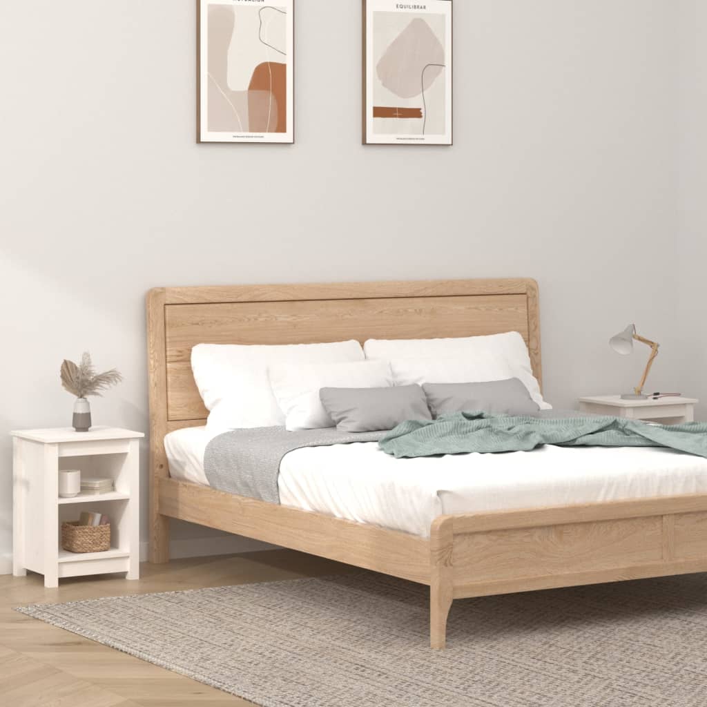 Noptiere, 2 buc., alb, 40x35x55 cm, lemn masiv de pin GartenMobel Dekor