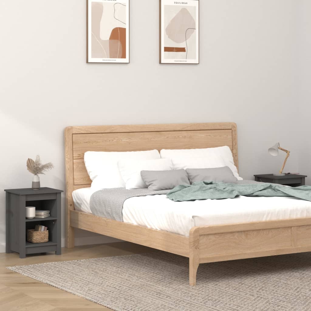Noptiere, 2 buc., gri, 40x35x55 cm, lemn masiv de pin GartenMobel Dekor