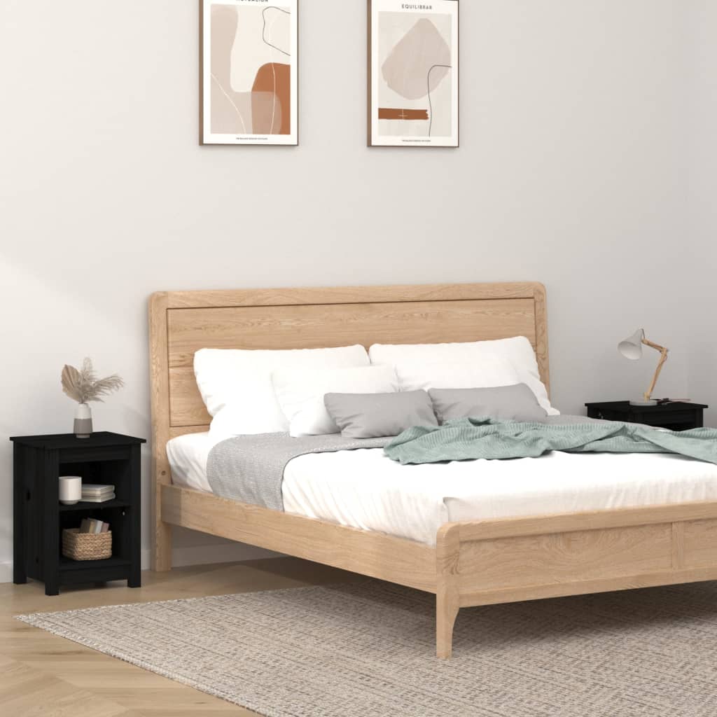 Noptiere, 2 buc., negru, 40x35x55 cm, lemn masiv de pin GartenMobel Dekor
