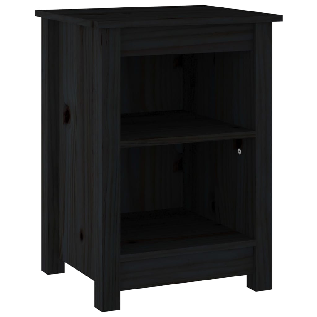 Noptiere, 2 buc., negru, 40x35x55 cm, lemn masiv de pin GartenMobel Dekor
