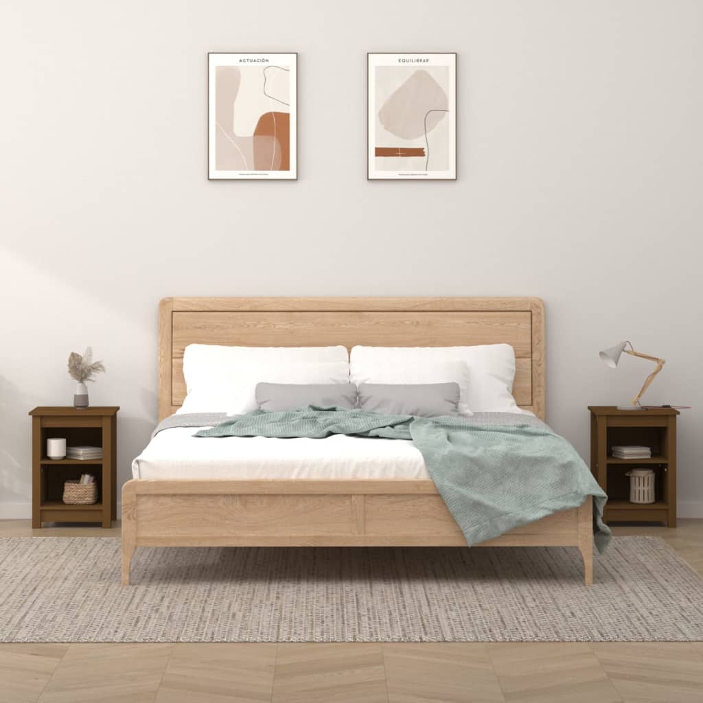 Noptiere, 2 buc, maro miere, 40x35x55 cm, lemn masiv de pin GartenMobel Dekor