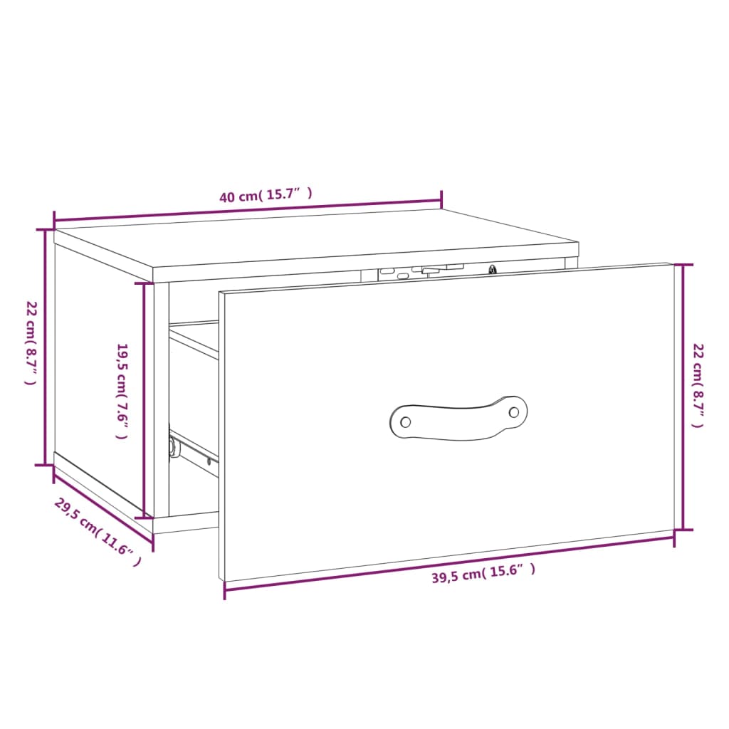 Noptiere de perete, 2 buc., negru, 40x29,5x22 cm GartenMobel Dekor