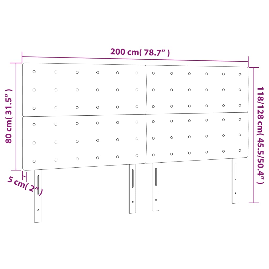 Tăblii de pat, 4 buc, albastru, 100x5x78/88 cm, textil GartenMobel Dekor