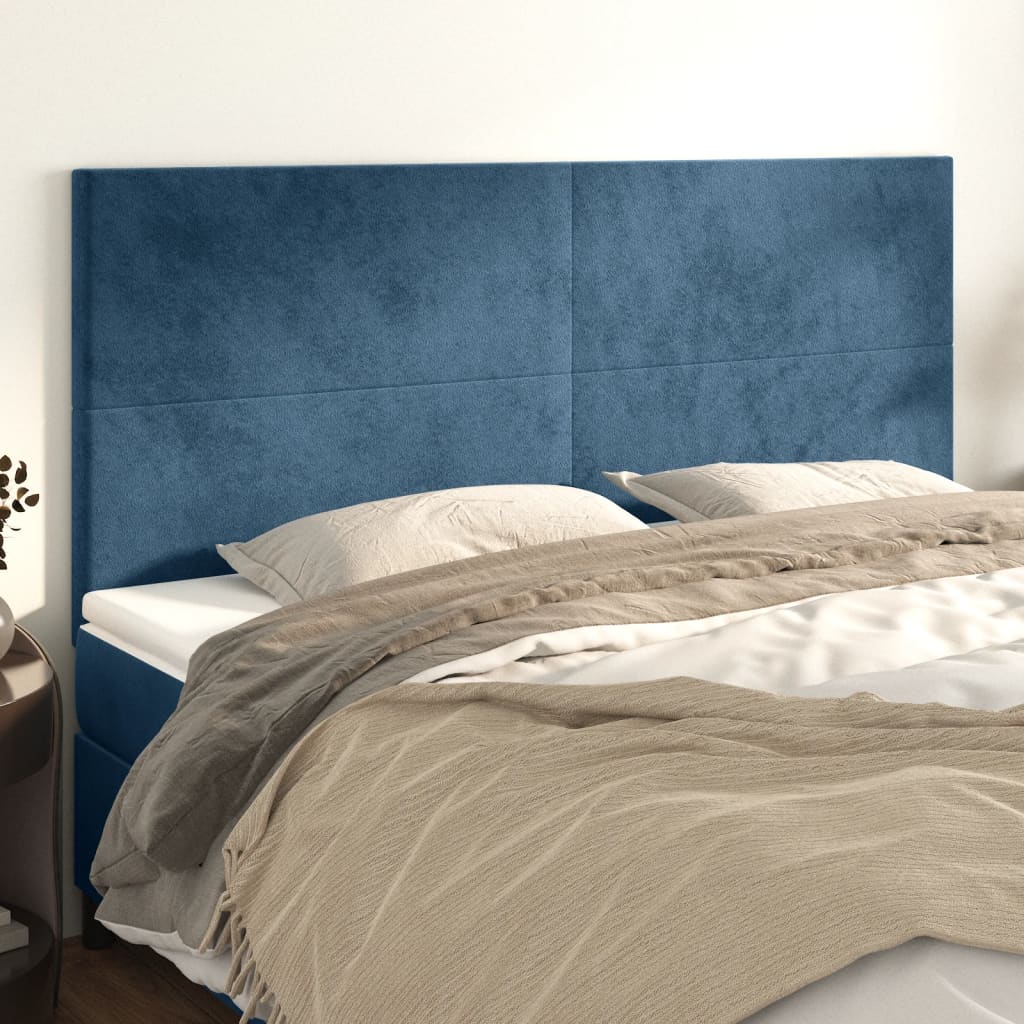 Tăblii de pat, 4 buc, albastru închis, 90x5x78/88 cm, catifea GartenMobel Dekor