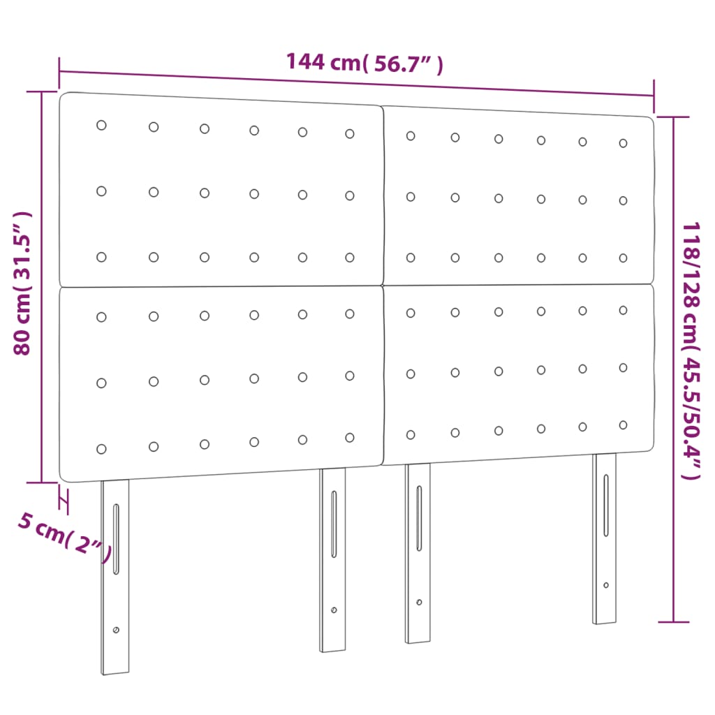 Tăblii de pat, 4 buc, maro închis, 72x5x78/88 cm, textil GartenMobel Dekor