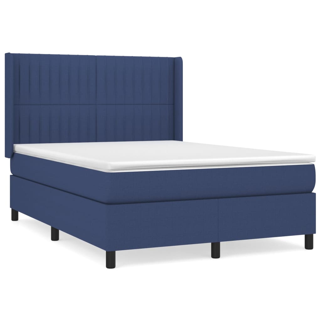Pat box spring cu saltea, albastru, 140x200 cm, textil GartenMobel Dekor