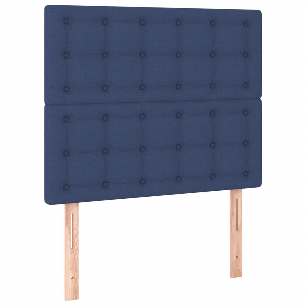 Pat box spring cu saltea, albastru, 90x200 cm, textil GartenMobel Dekor