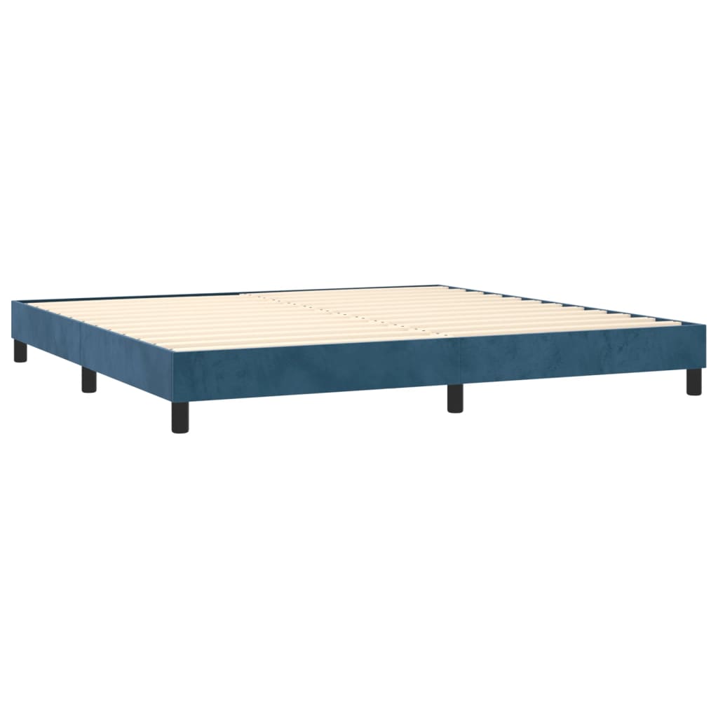 Pat box spring cu saltea, albastru închis, 200x200 cm, catifea GartenMobel Dekor